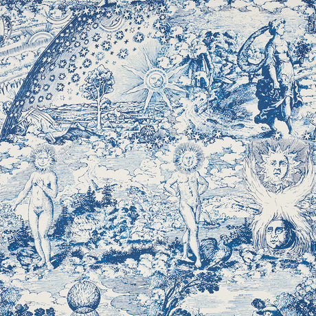 Schumacher Modern Toile Indigo Fabric - Eade's Wallpaper
