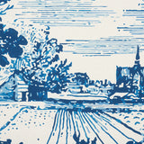 Schumacher Modern Toile Indigo Fabric - Eade's Wallpaper