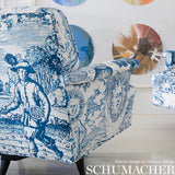 Schumacher Modern Toile Indigo Fabric - Eade's Wallpaper