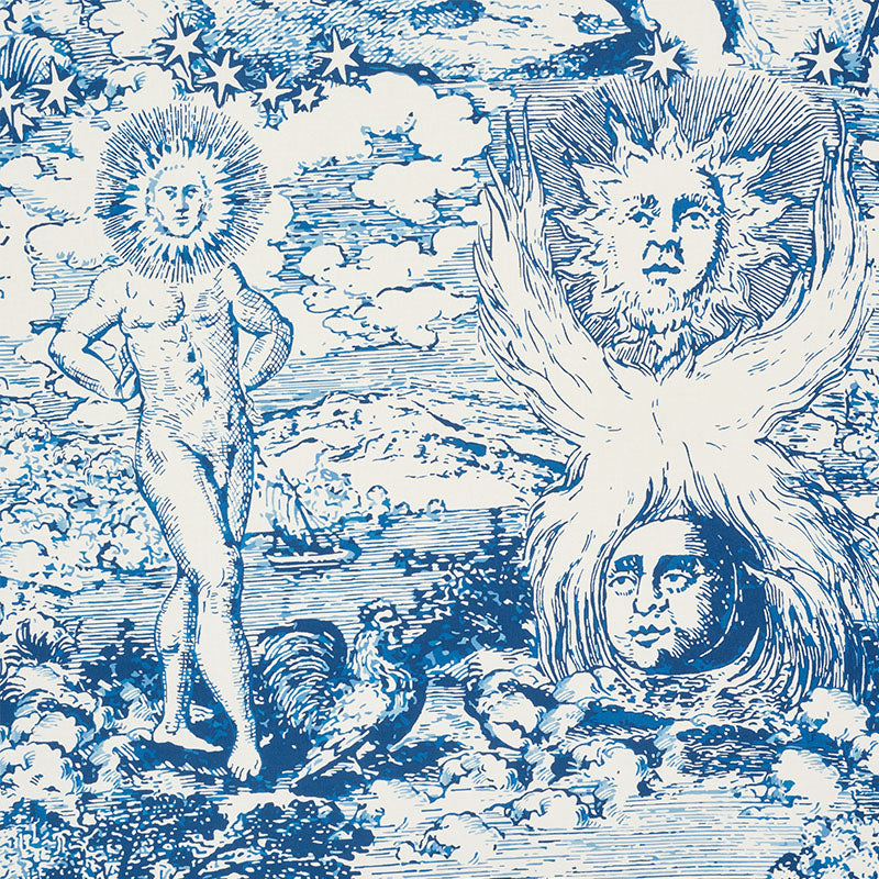 Schumacher Modern Toile Indigo Fabric - Eade's Wallpaper