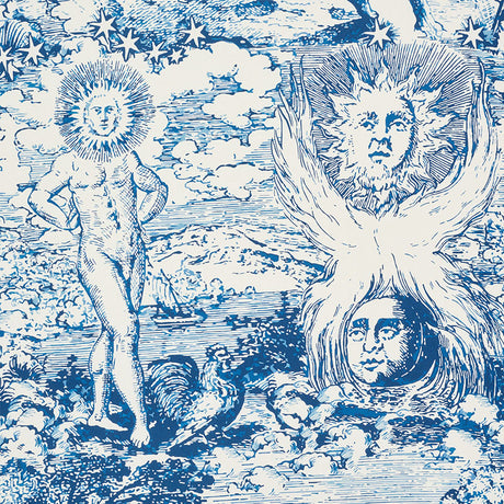 Schumacher Modern Toile Indigo Fabric - Eade's Wallpaper
