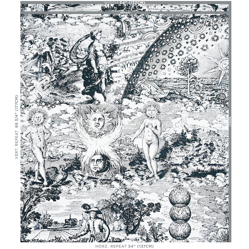 Schumacher Modern Toile Black Fabric - Eade's Wallpaper