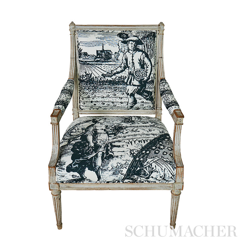Schumacher Modern Toile Black Fabric - Eade's Wallpaper