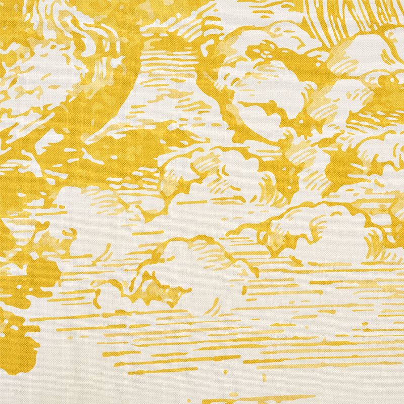 Schumacher Modern Toile Yellow Fabric - Eade's Wallpaper