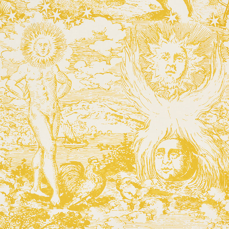 Schumacher Modern Toile Yellow Fabric - Eade's Wallpaper
