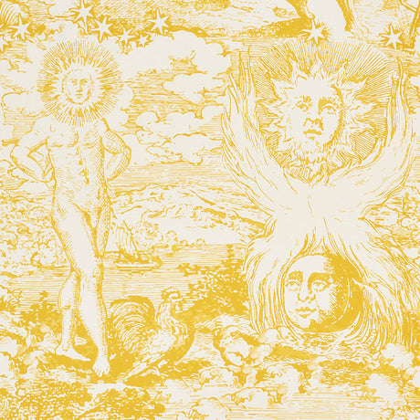 Schumacher Modern Toile Yellow Fabric - Eade's Wallpaper