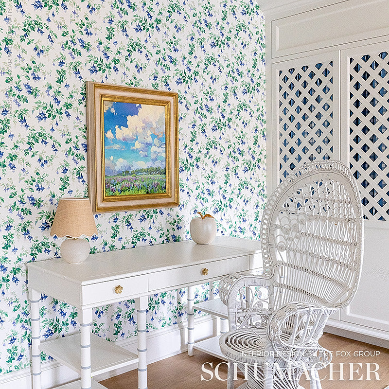 Schumacher Garden Gate Chintz Cobalt Fabric