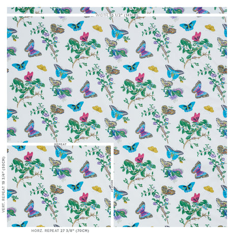 Schumacher Baudin Butterfly Chintz Turquoise Fabric