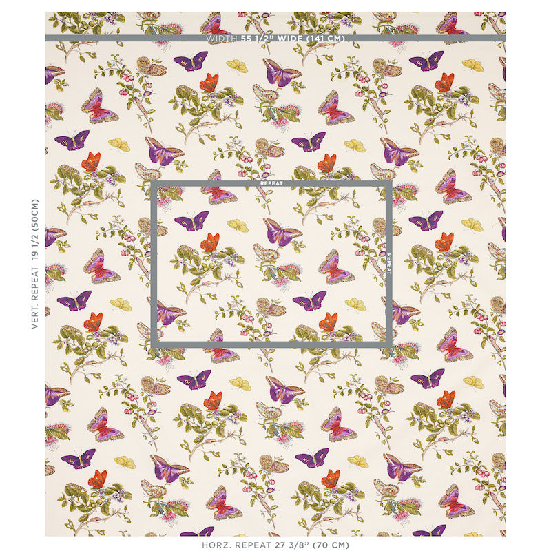Schumacher Baudin Butterfly Chintz Purple Fabric