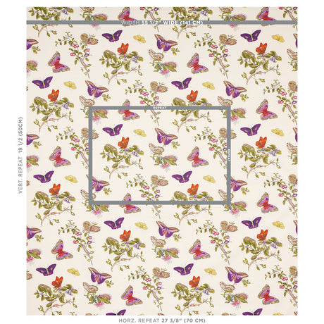 Schumacher Baudin Butterfly Chintz Purple Fabric