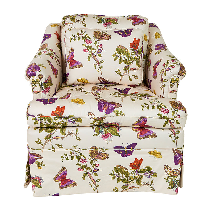 Schumacher Baudin Butterfly Chintz Purple Fabric