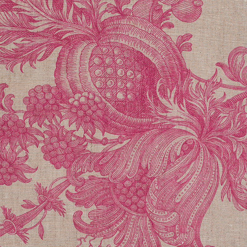 Schumacher San Cristobal Toile Magenta Fabric - Eade's Wallpaper