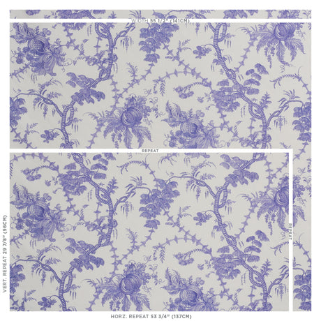 Schumacher San Cristobal Toile Purple Fabric - Eade's Wallpaper