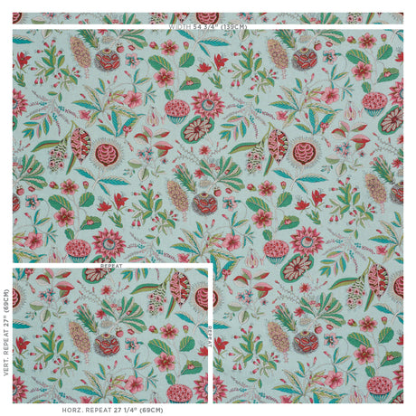 Schumacher Roca Redonda Mineral & Pink Fabric - Eade's Wallpaper