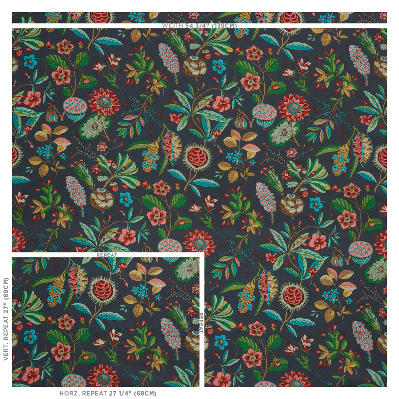 Schumacher Roca Redonda Carbon & Multi Fabric - Eade's Wallpaper