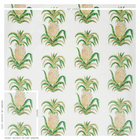 Schumacher Pineapples Chintz Ivory Fabric - Eade's Wallpaper