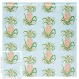 Schumacher Pineapples Chintz Sky Fabric - Eade's Wallpaper