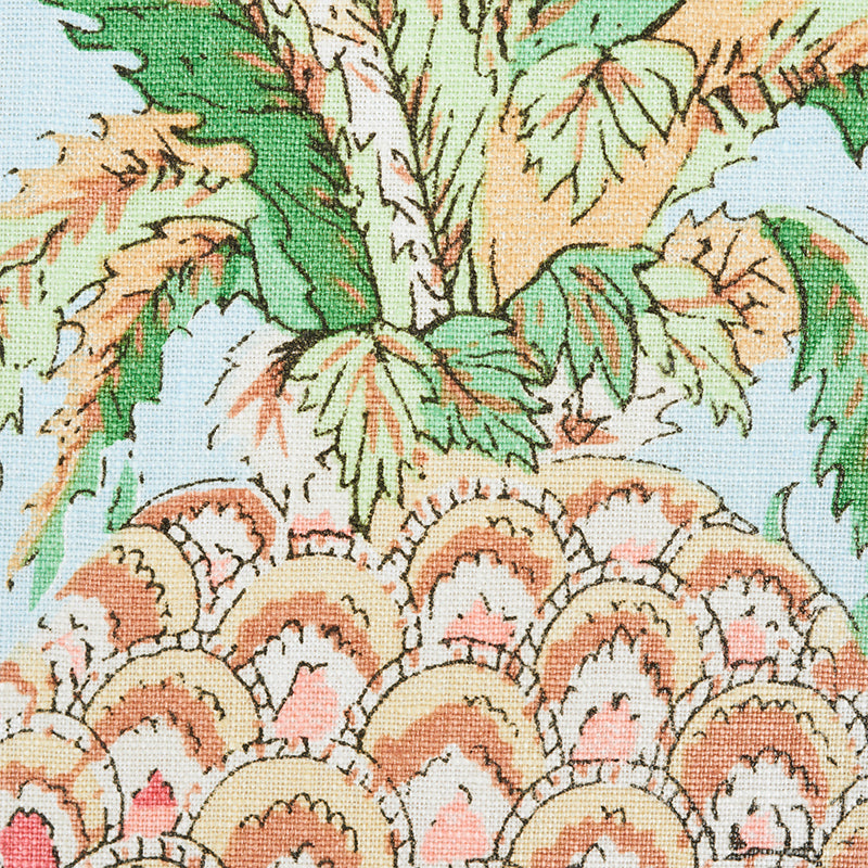 Schumacher Pineapples Chintz Sky Fabric - Eade's Wallpaper