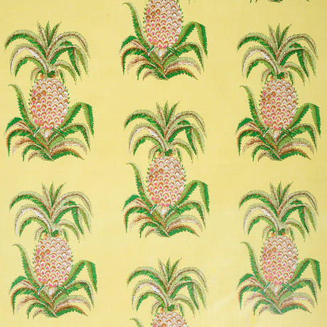 Schumacher Pineapples Chintz Yellow Fabric - Eade's Wallpaper
