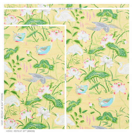 Schumacher Lotus Garden Yellow Fabric - Eade's Wallpaper
