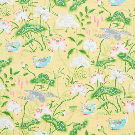 Schumacher Lotus Garden Yellow Fabric - Eade's Wallpaper