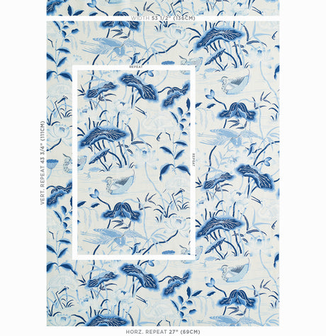 Schumacher Lotus Garden Porcelain Fabric - Eade's Wallpaper