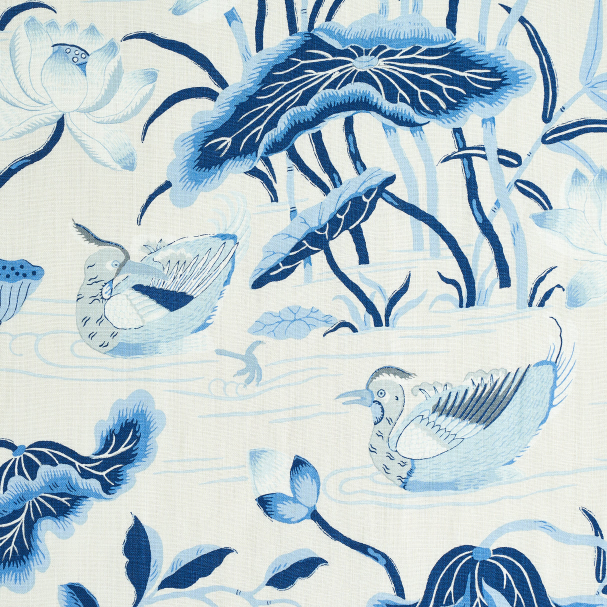 Schumacher Lotus Garden Porcelain Fabric - Eade's Wallpaper