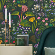 Schumacher 1791 RABARBER in CHARCOAL MULTI Wallpaper - BORÃ…