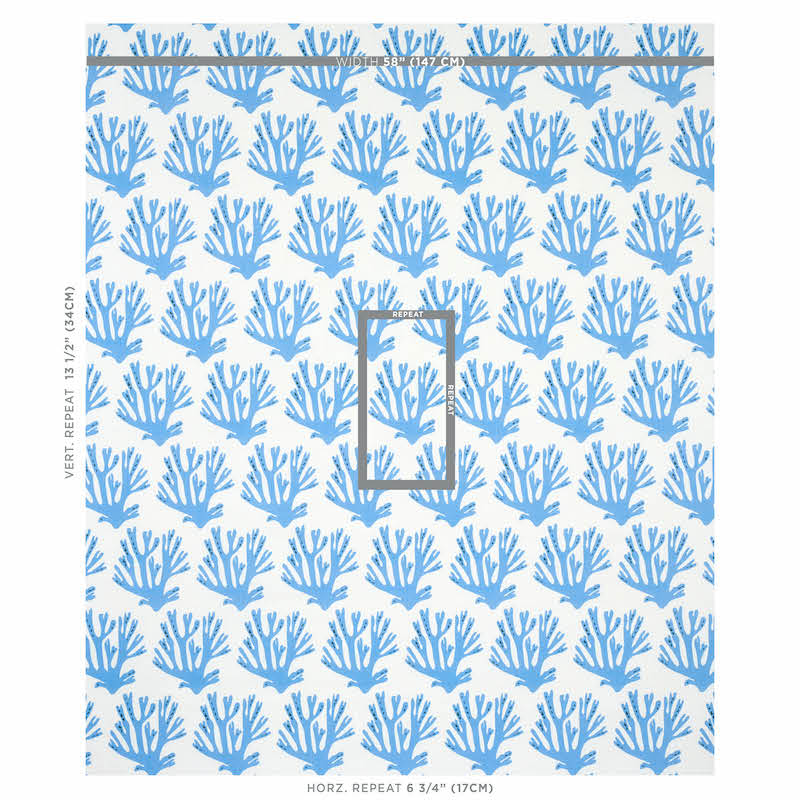 Schumacher Coral Blue Fabric