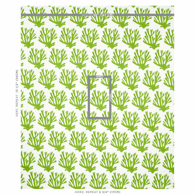 Schumacher Coral Green Fabric