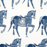 Schumacher Marwari Horse Navy Fabric - Eade's Wallpaper
