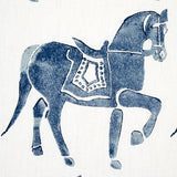 Schumacher Marwari Horse Navy Fabric - Eade's Wallpaper