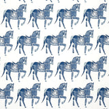 Schumacher Marwari Horse Navy Fabric - Eade's Wallpaper