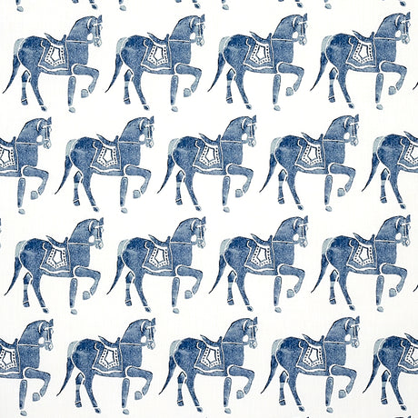 Schumacher Marwari Horse Navy Fabric - Eade's Wallpaper