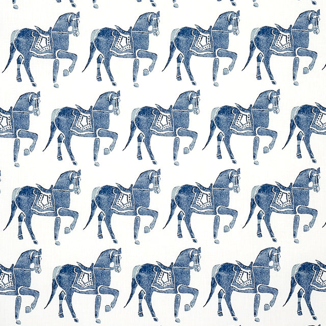 Schumacher Marwari Horse Navy Fabric - Eade's Wallpaper