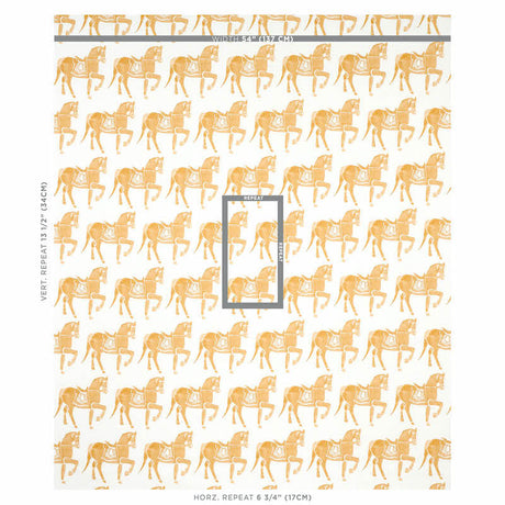 Schumacher Marwari Horse Mustard Fabric - Eade's Wallpaper