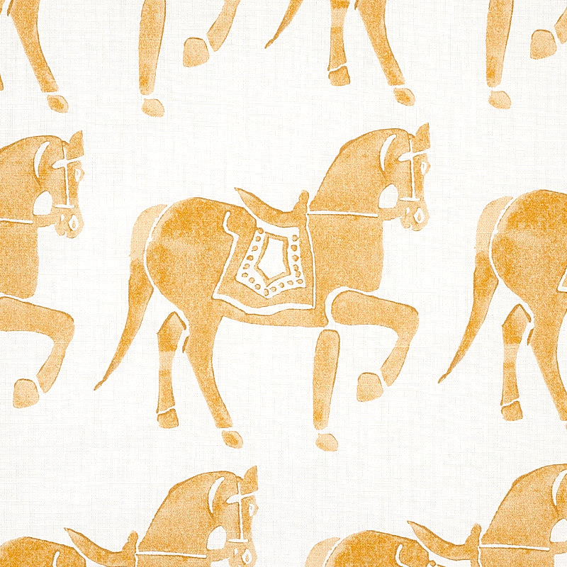 Schumacher Marwari Horse Mustard Fabric - Eade's Wallpaper