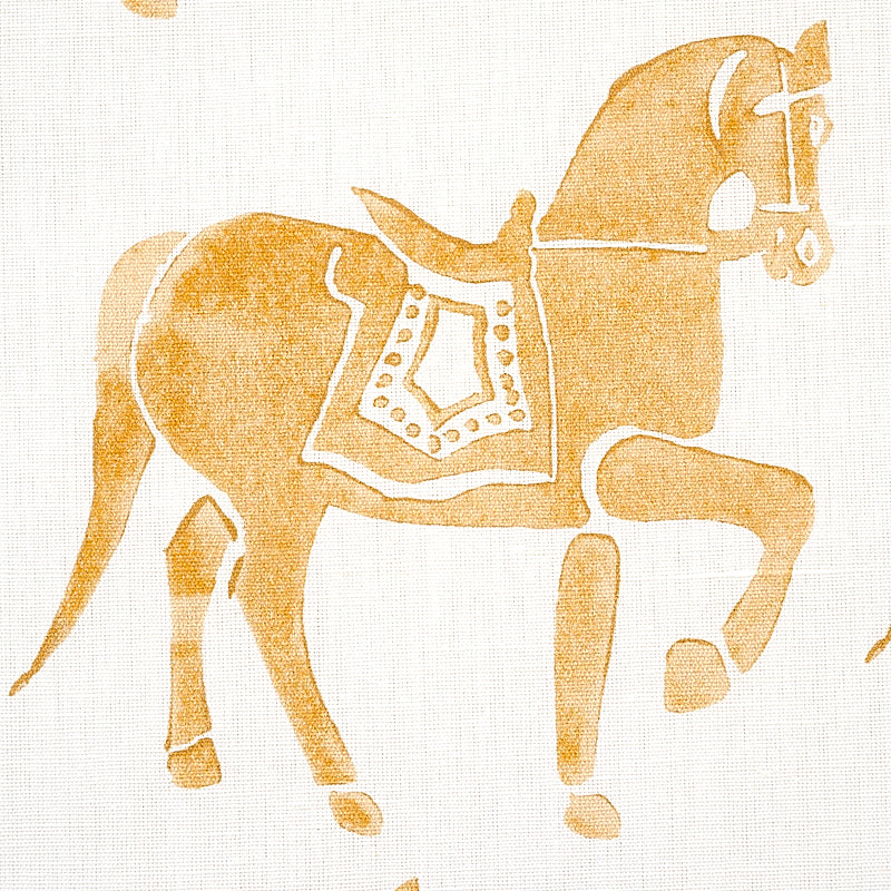 Schumacher Marwari Horse Mustard Fabric - Eade's Wallpaper
