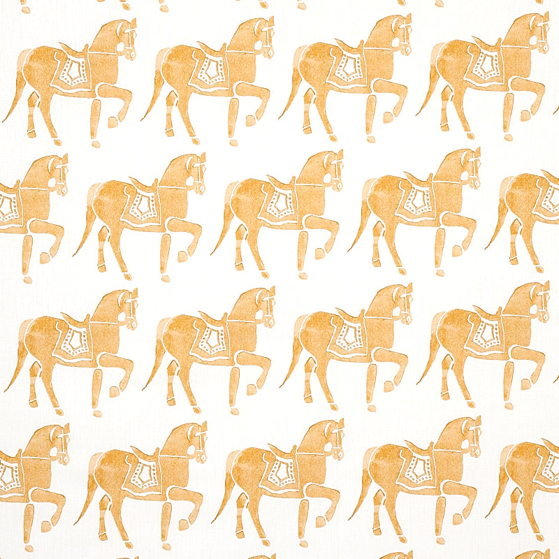 Schumacher Marwari Horse Mustard Fabric - Eade's Wallpaper