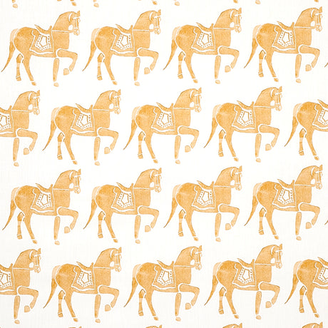 Schumacher Marwari Horse Mustard Fabric - Eade's Wallpaper