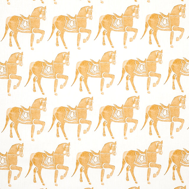 Schumacher Marwari Horse Mustard Fabric - Eade's Wallpaper