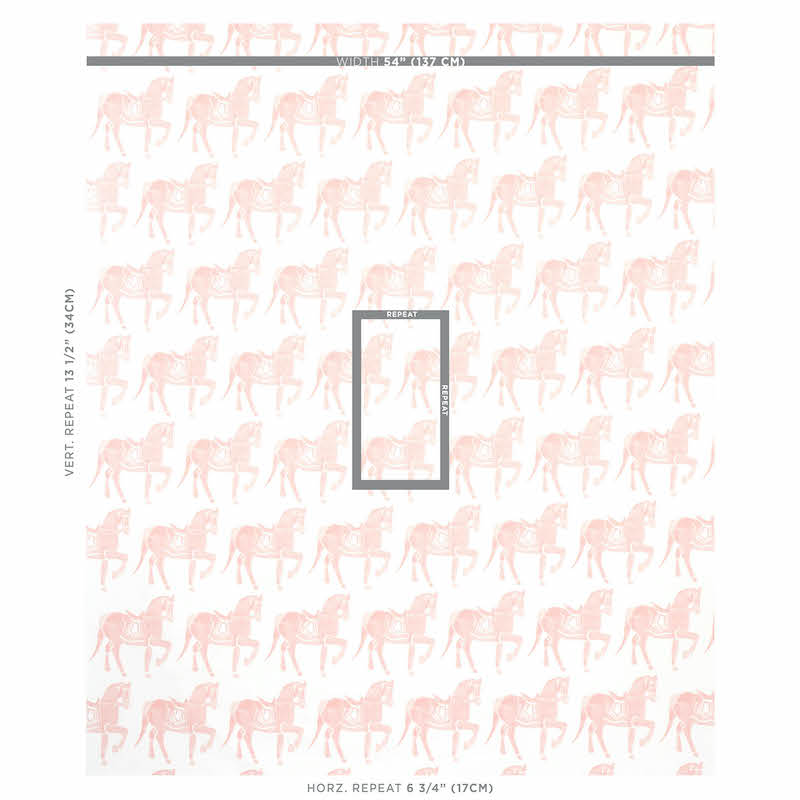 Schumacher Marwari Horse Pink Fabric - Eade's Wallpaper