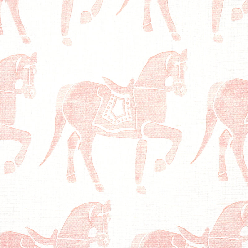 Schumacher Marwari Horse Pink Fabric - Eade's Wallpaper