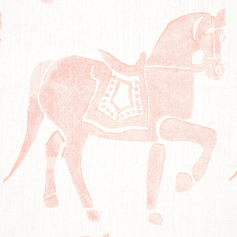 Schumacher Marwari Horse Pink Fabric - Eade's Wallpaper