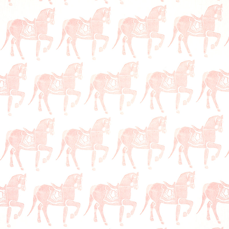 Schumacher Marwari Horse Pink Fabric - Eade's Wallpaper