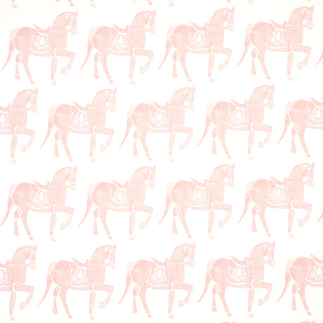 Schumacher Marwari Horse Pink Fabric - Eade's Wallpaper