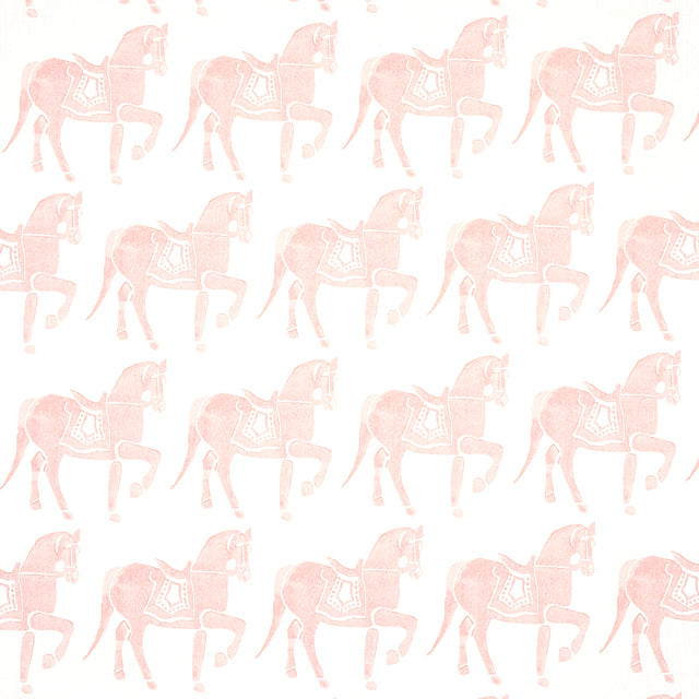 Schumacher Marwari Horse Pink Fabric - Eade's Wallpaper