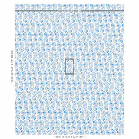 Schumacher Lani Blue Fabric - Eade's Wallpaper