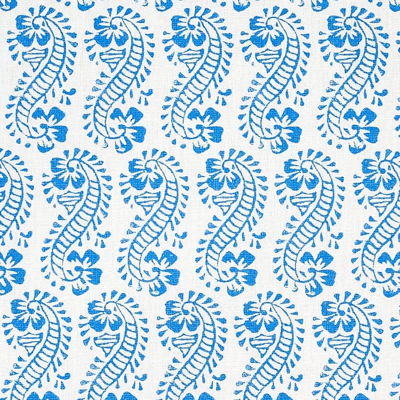 Schumacher Lani Blue Fabric - Eade's Wallpaper