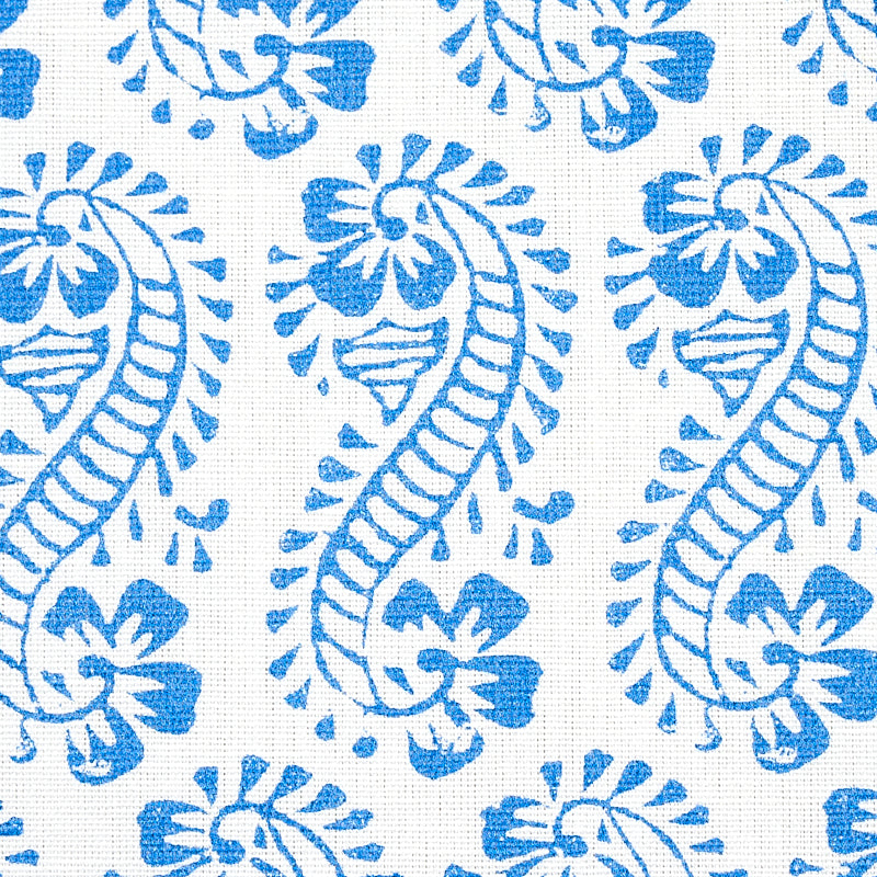 Schumacher Lani Blue Fabric - Eade's Wallpaper